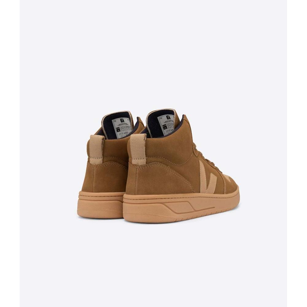 Women's Veja V-15 NUBUCK High Tops Brown | ZA 367PJJ